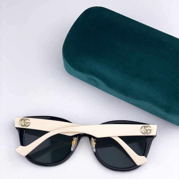 NEW GUCCI LOGO GG1002SK 004 Black White Gray Round Women Sunglasses - Picture 9 of 11